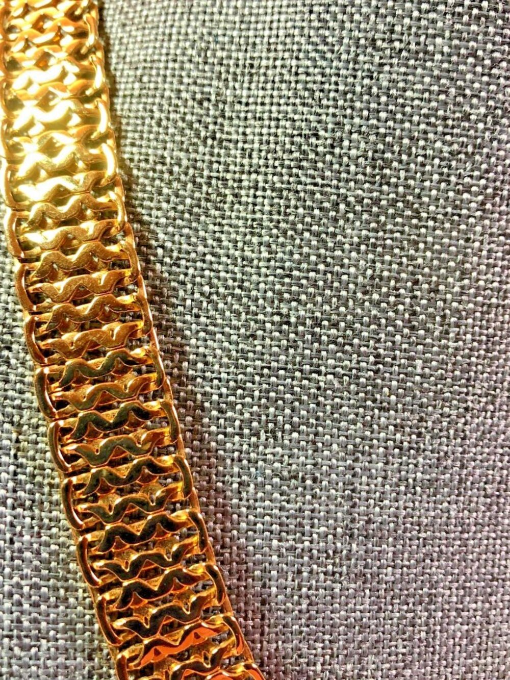 Monet Woven Flat Chain Collar Retro Vintage Gold Toned Necklace 16 Inch - Picture 8 of 11